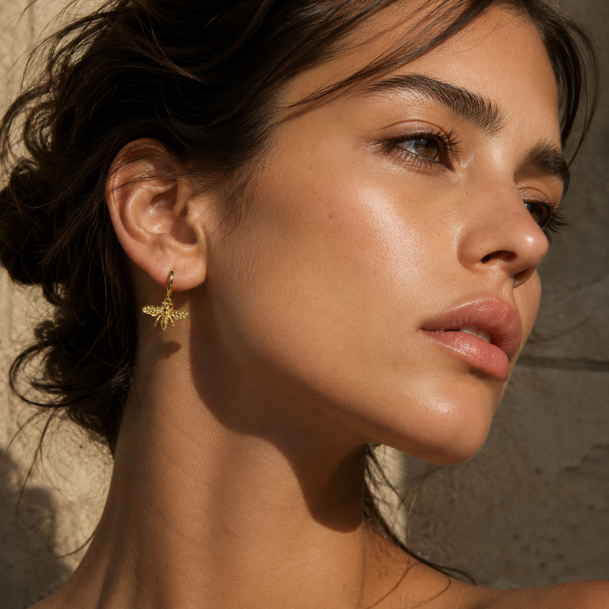 Beatrice Bee Hoop Earrings