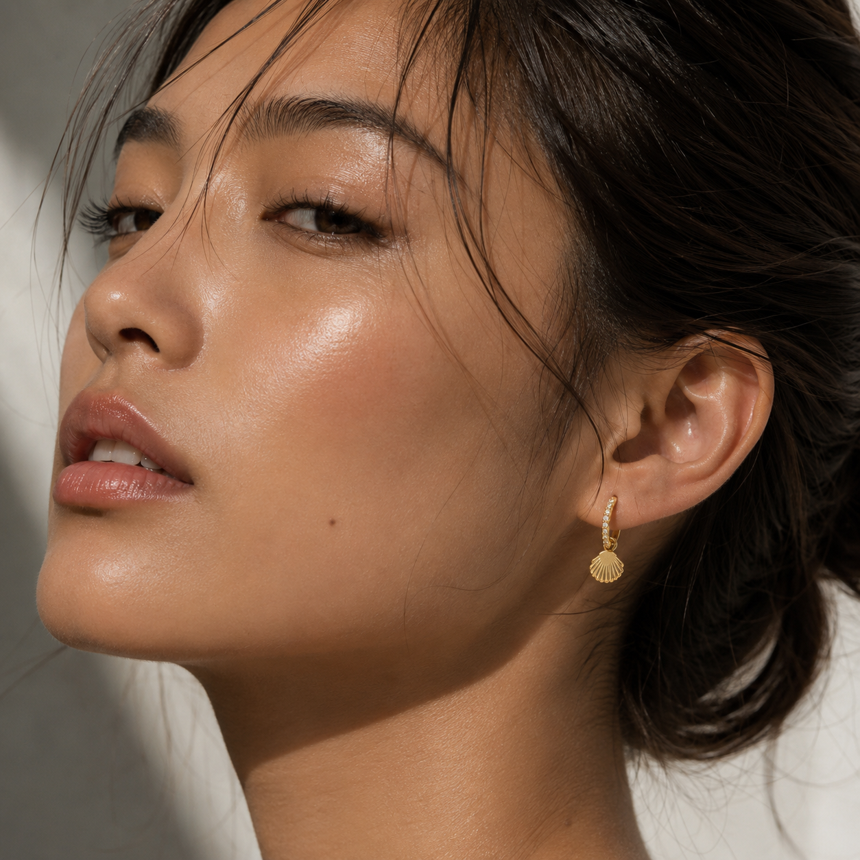Maris Pave Shell Charm Hoop Earrings