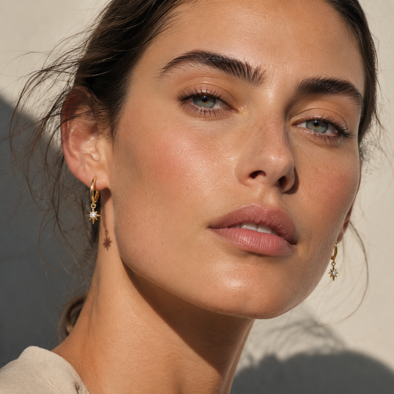 Astrid North Star Hoop Earrings
