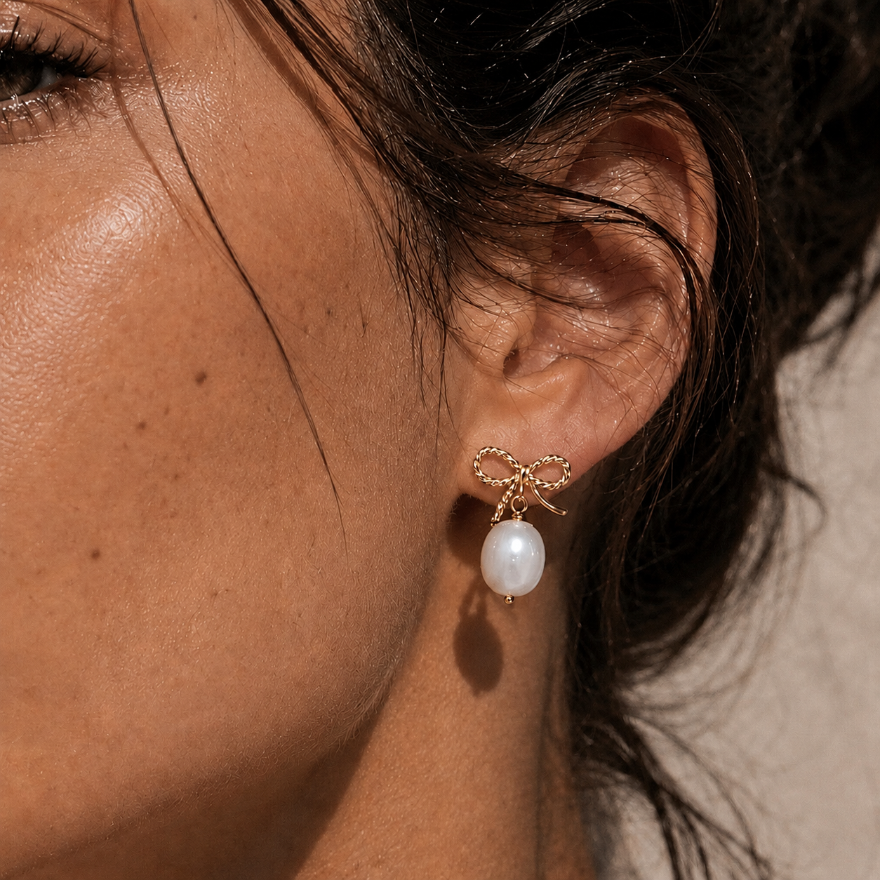 Arabella Bow Baroque Pearl Earrings