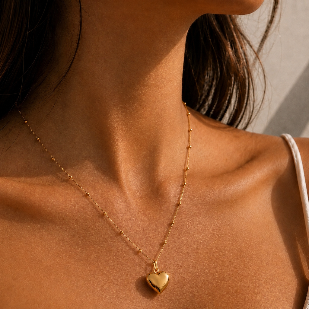 Valentina Puffed Heart Necklace