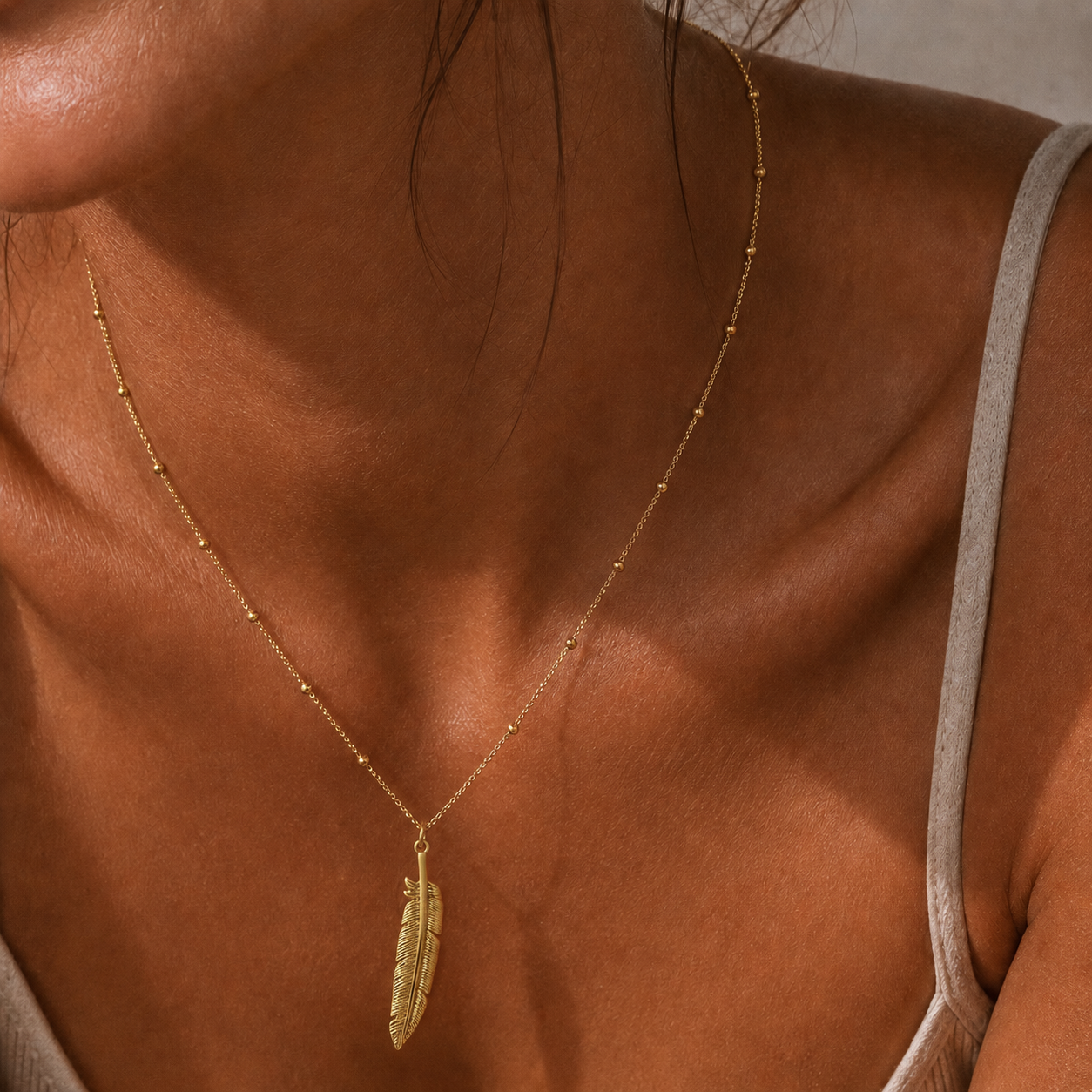 Willow Feather Pendant Necklace