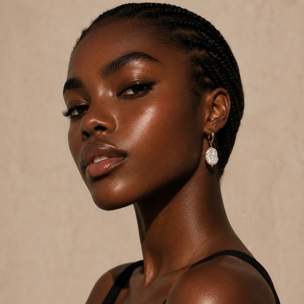 Amara Baroque Pearl Hoop Earrings