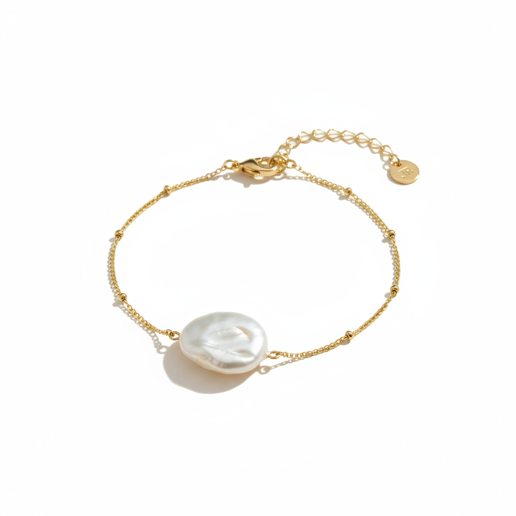 Baroque Pearl Bracelet on White Background
