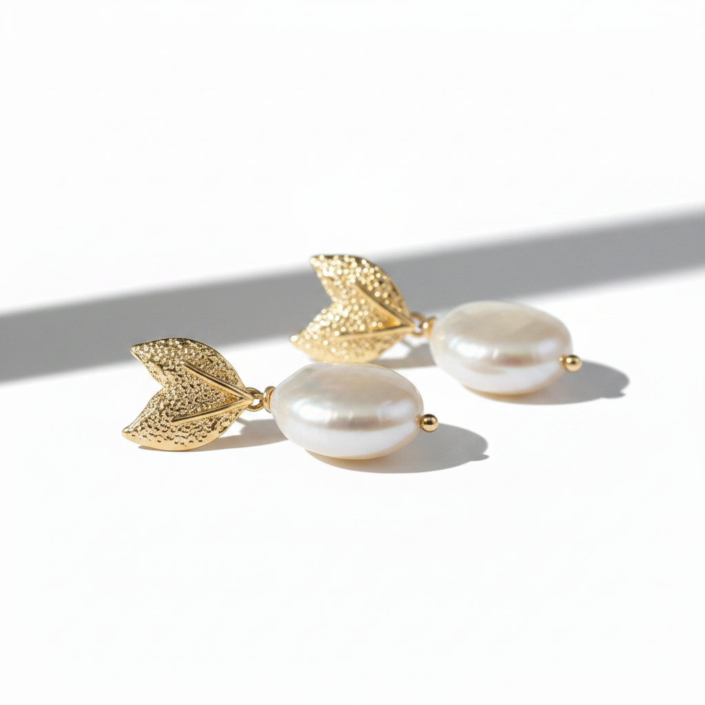 Baroque Pearl Earrings Low Angle Editorial