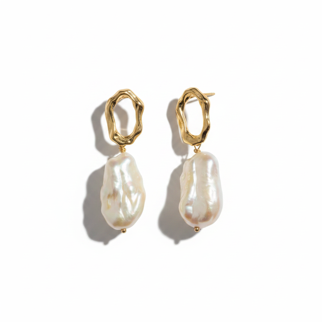 Baroque Pearl Earrings — Side by Side