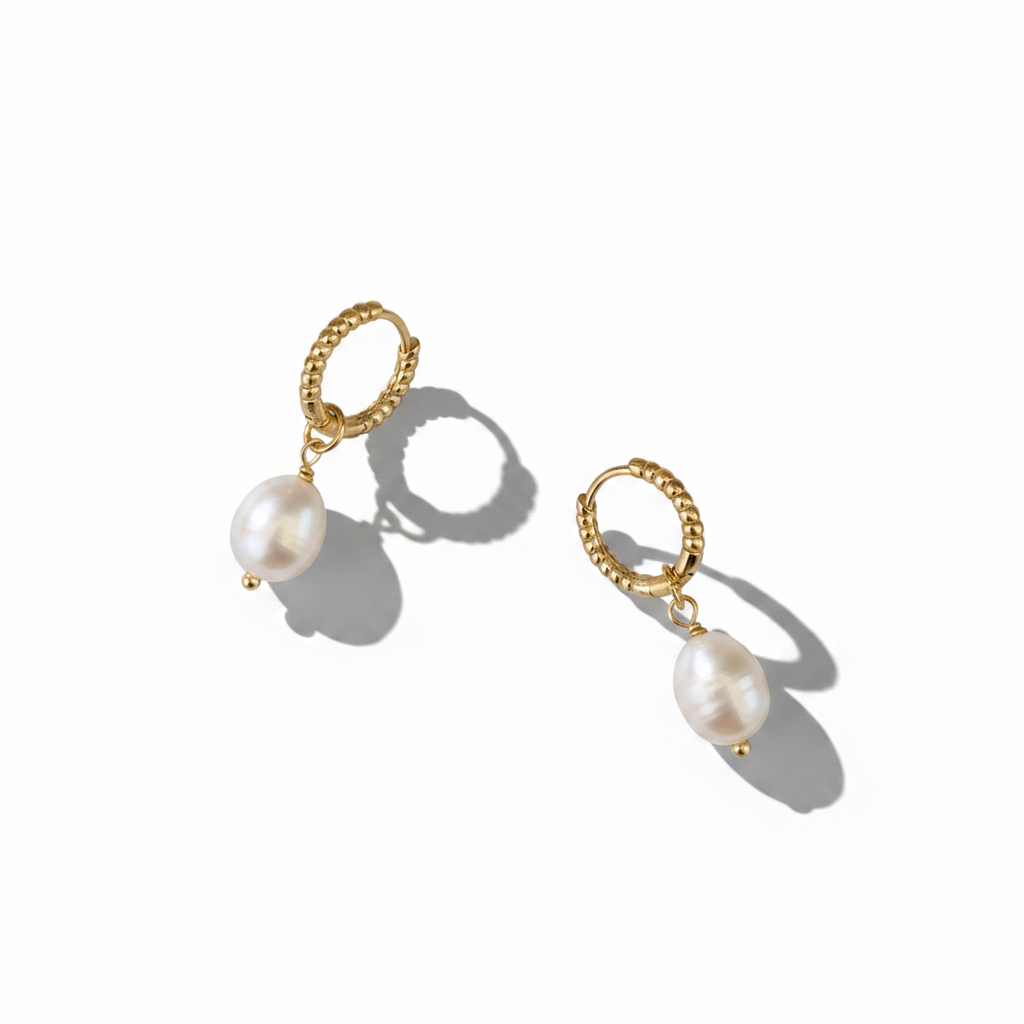 Baroque Pearl Hoop Earrings – Strong Shadow