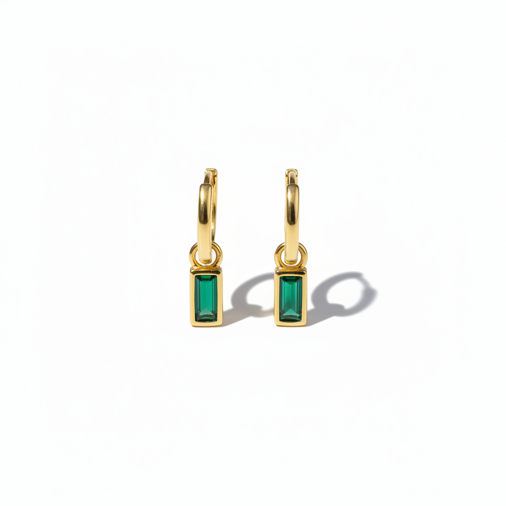 Emerald Baguette Hoop Earrings – Third Composition