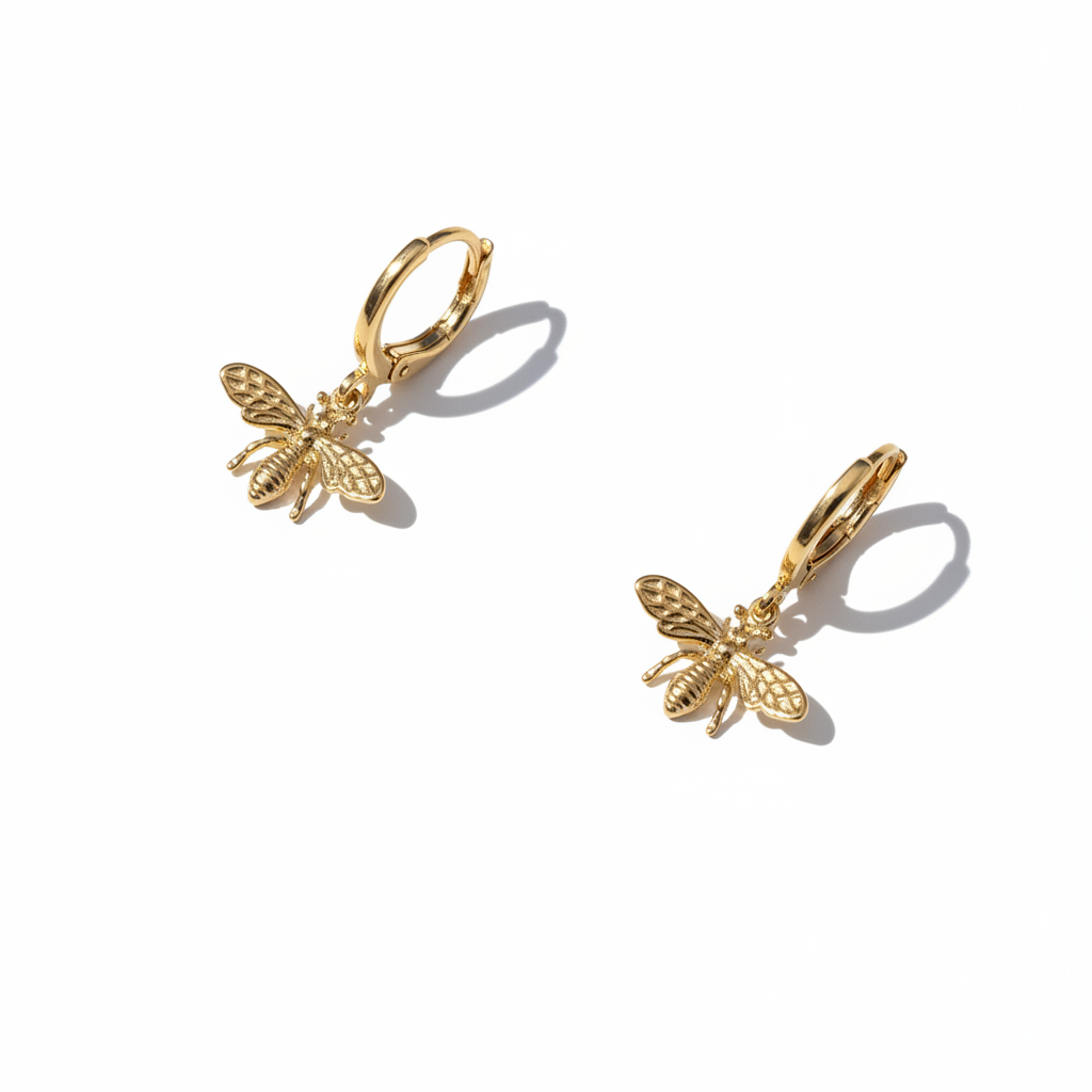 Gold Bee Earrings Bold Editorial
