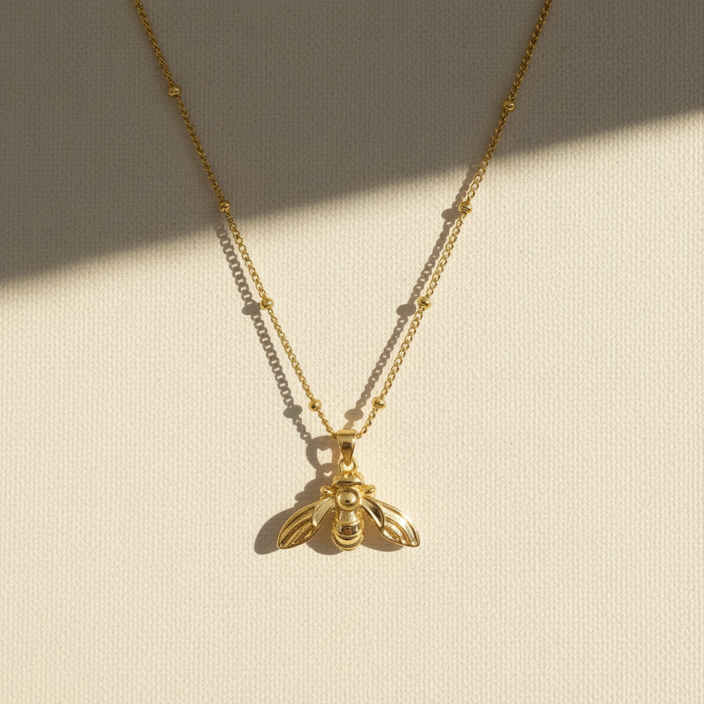 Gold Bee Pendant – Dramatic Sun Shadow