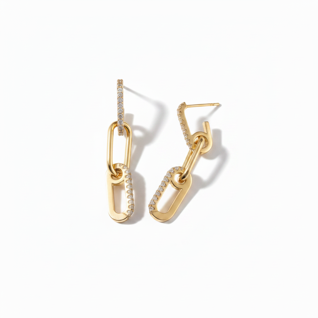 Gold Chain Link Earrings — Two Only