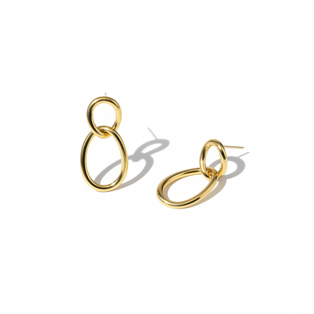 Gold Double Link Earrings – New Positioning