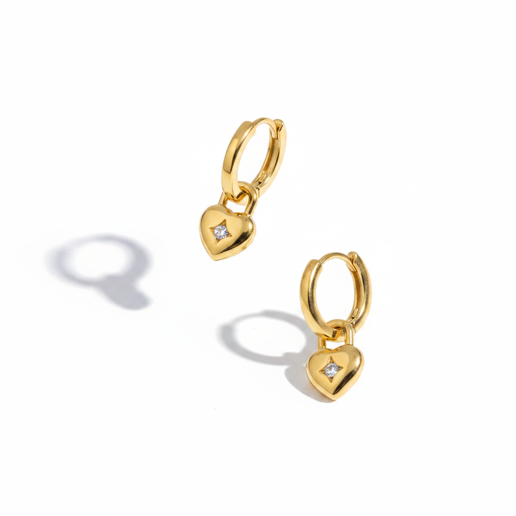 Gold Heart Huggie Earrings – High Editorial