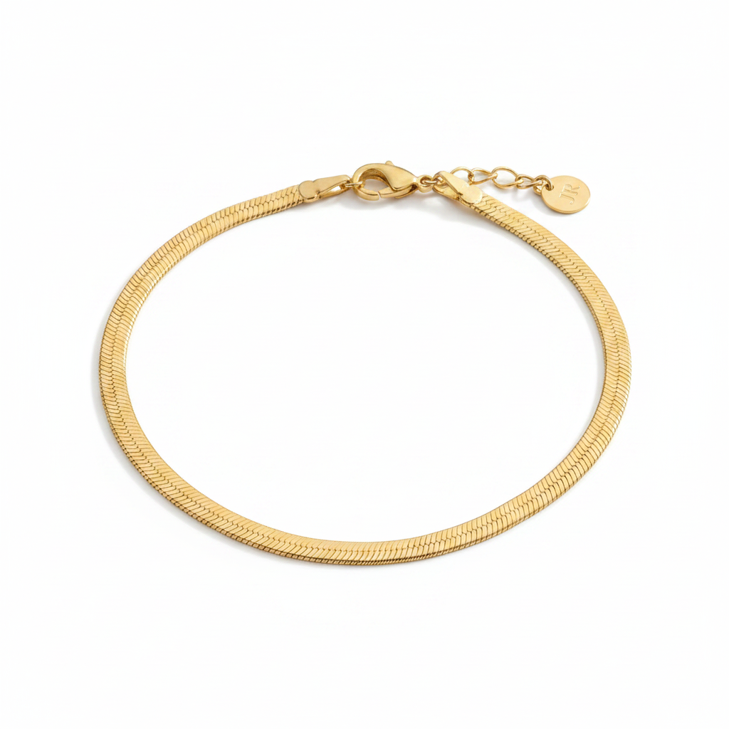 Gold Herringbone Bracelet – Fastened Angle