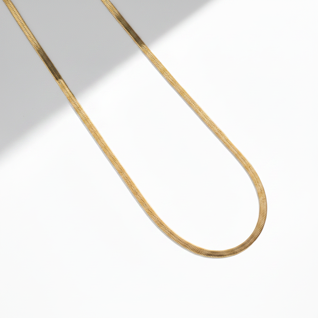 Gold Herringbone Chain — 2048×2048 White Background