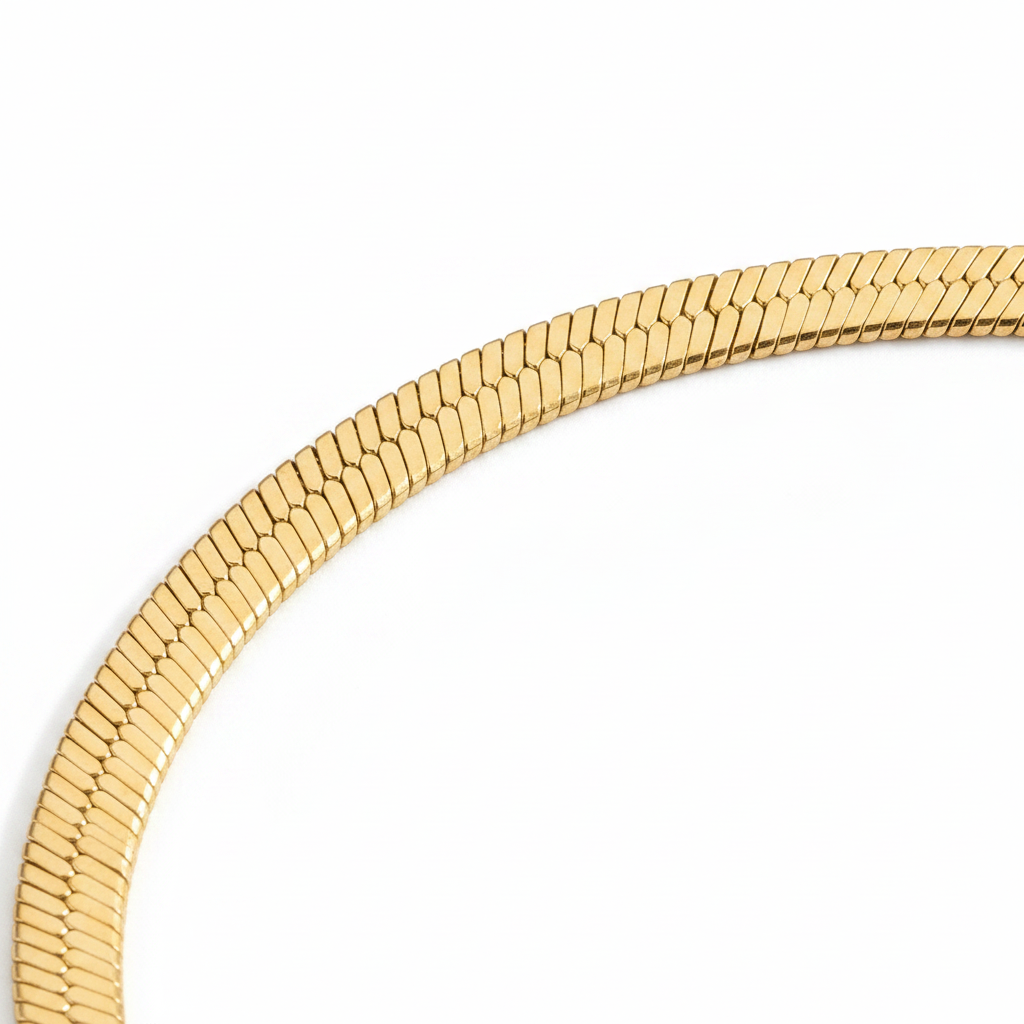 Gold Herringbone Chain Close-Up