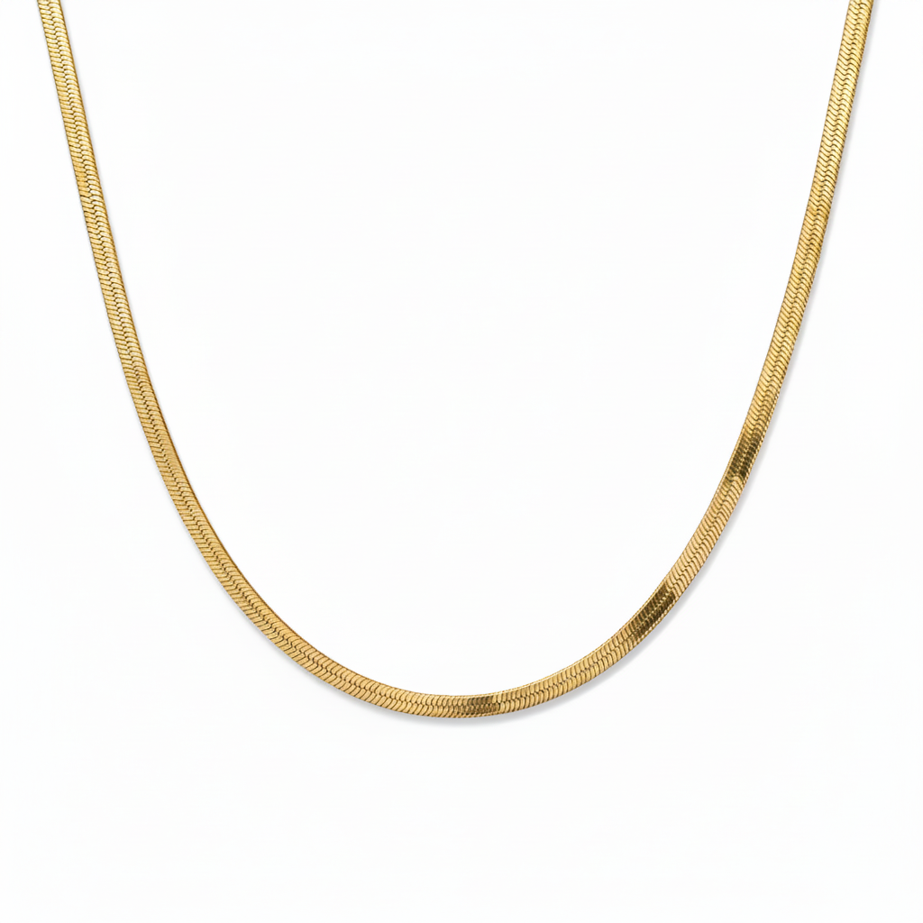 Gold Herringbone Chain – White Background v2