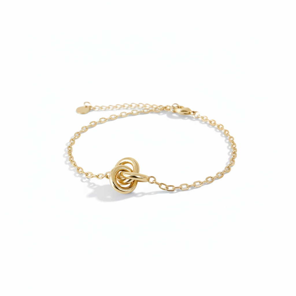 Gold Knot Bracelet with Editorial Shadow