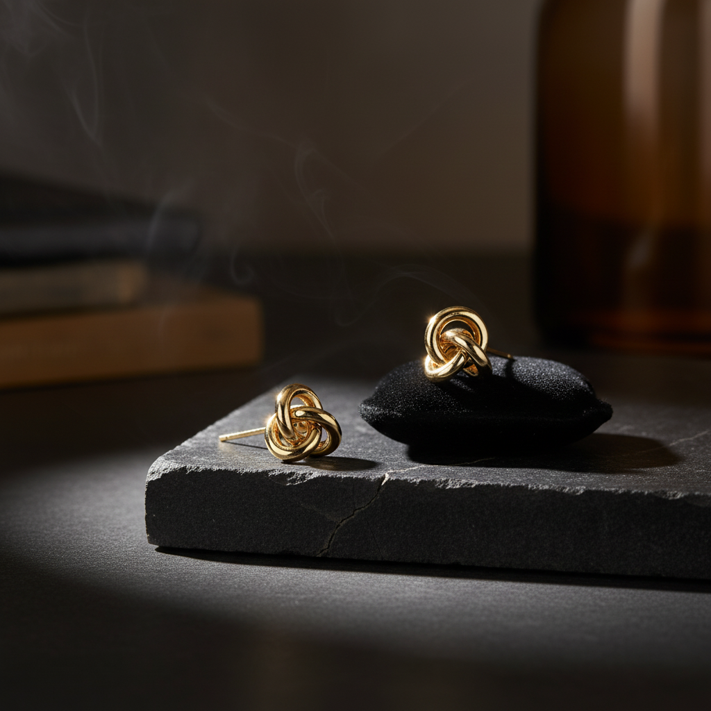 Gold Knot Earrings - Editorial