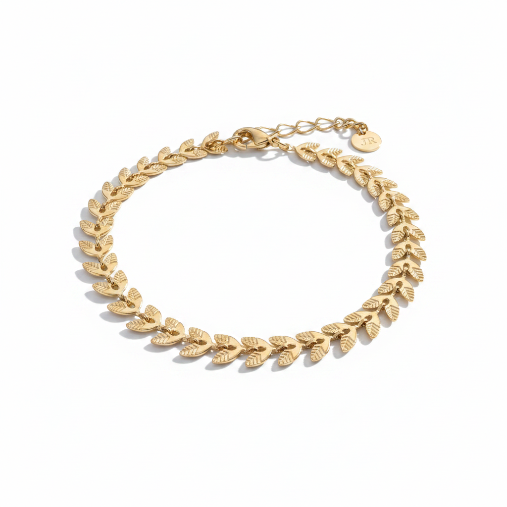 Gold Leaf Bracelet - Low Side Angle