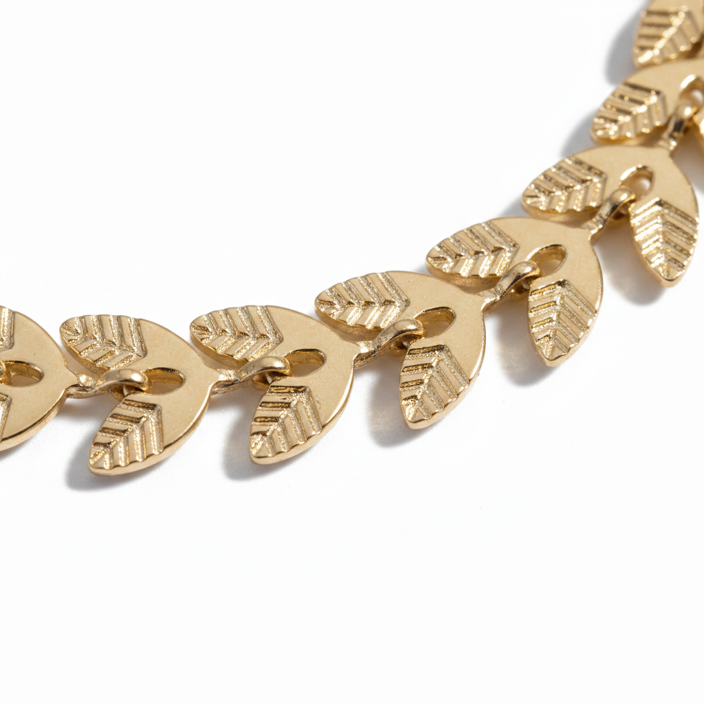 Gold Leaf Chain Close-Up