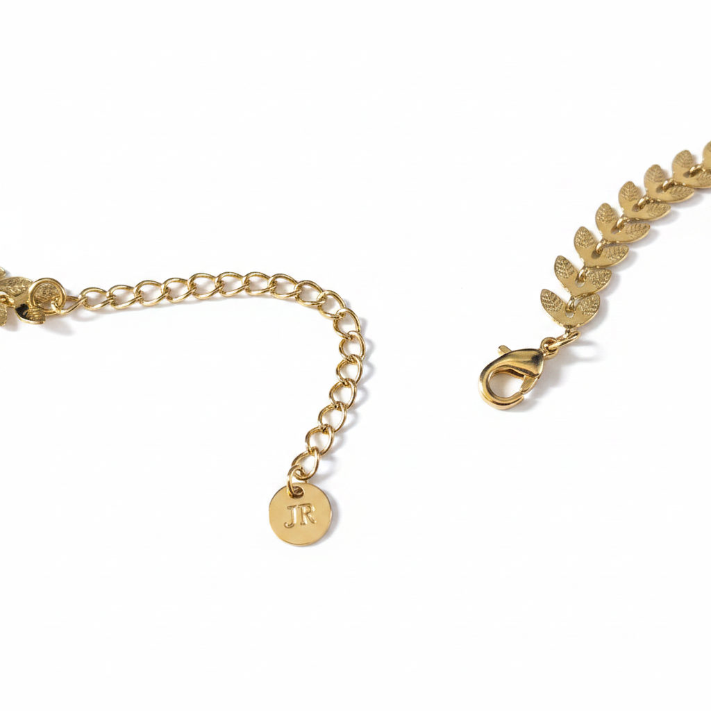 Gold Leaf Chain on White Background