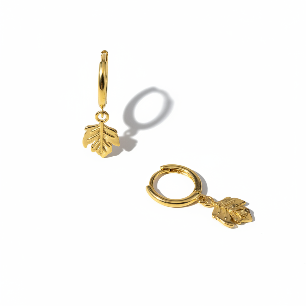 Gold Leaf Earrings Repositioned