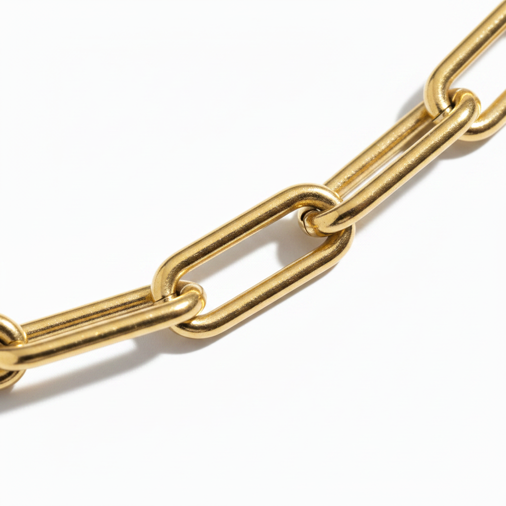 Gold Paperclip Chain Bracelet Close-Up Alternative Angle