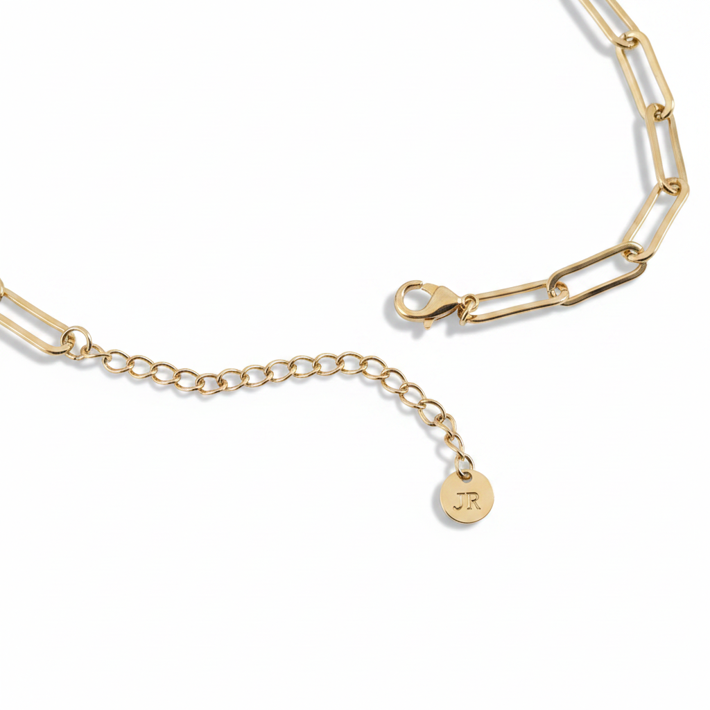 Gold Paperclip Chain – White Background Editorial