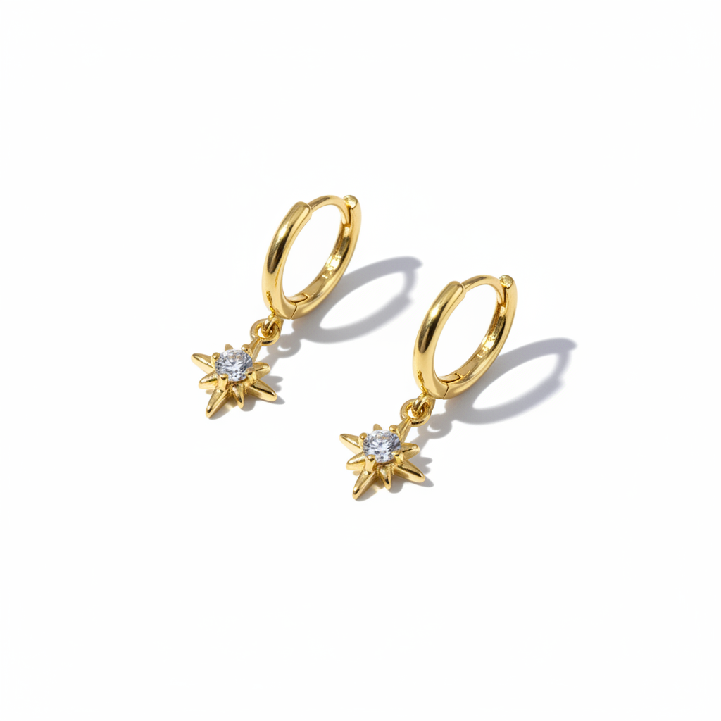Gold Star Hoop Earrings Alternative Layout