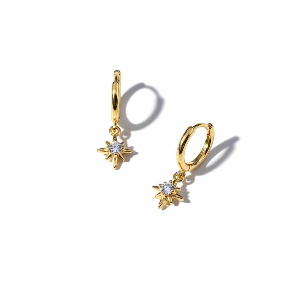 Gold Star Hoop Earrings Editorial Variation 4