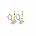 Gold Star Hoop Earrings on White