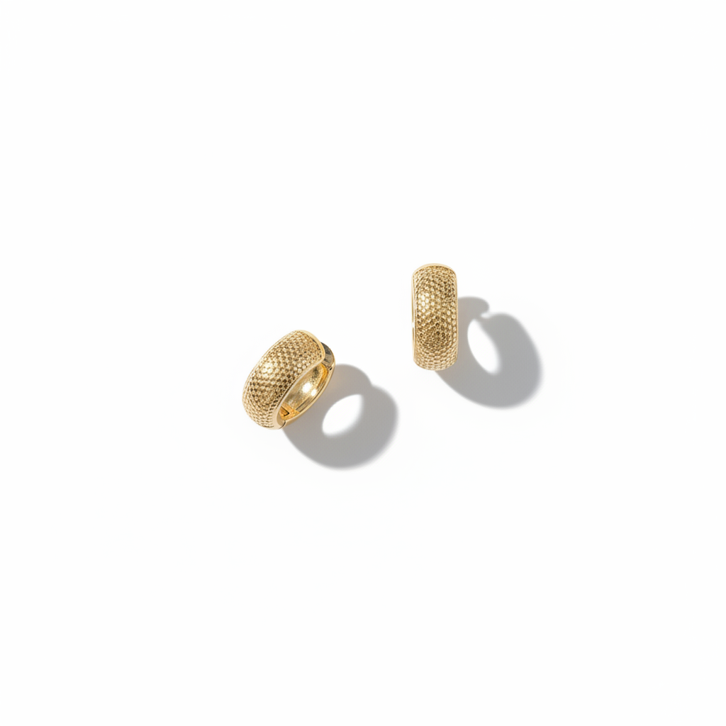 Gold Textured Hoop Earrings - High Editorial Flat Lay
