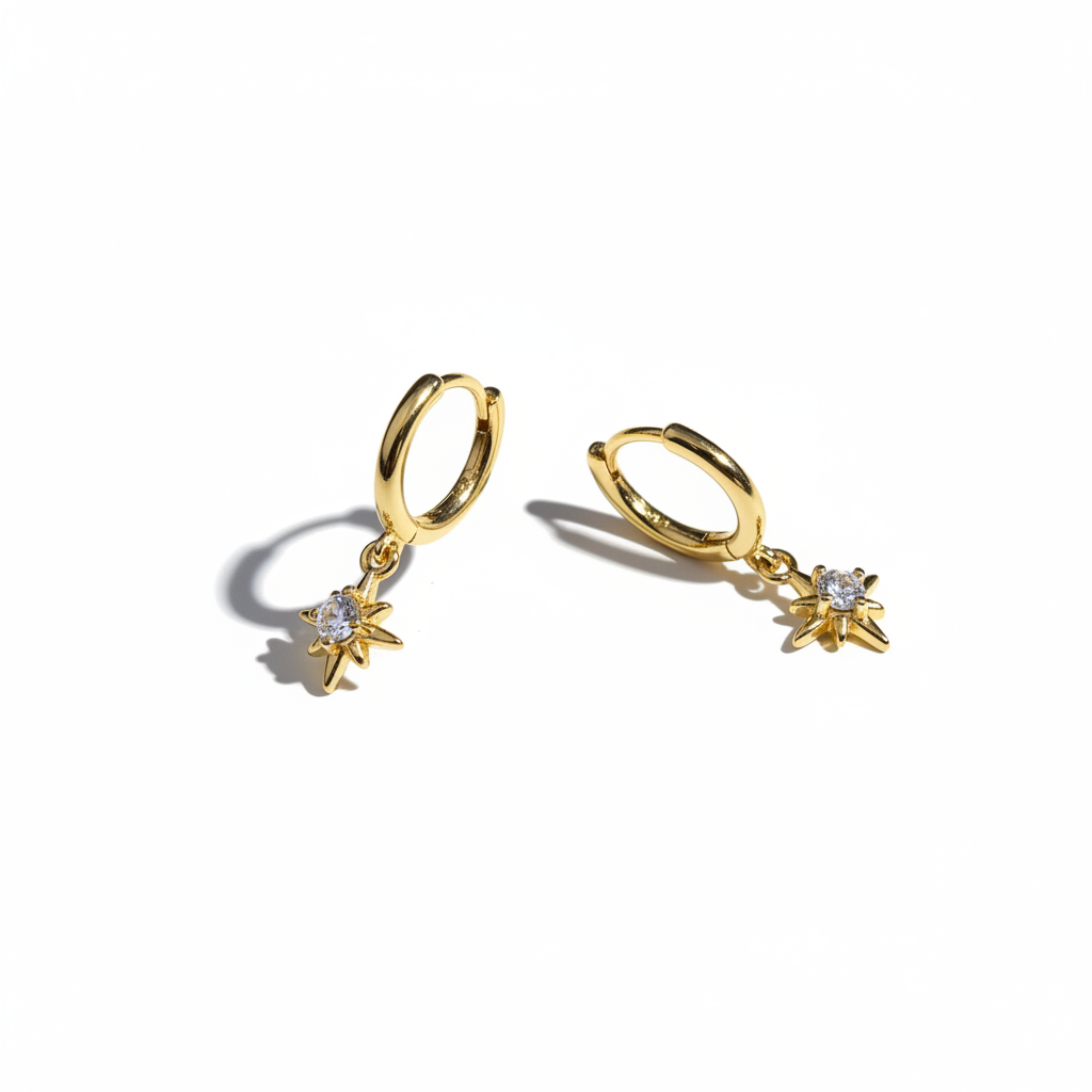 High Editorial Gold Star Hoop Earrings