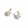 Pearl and Gold Drop Earrings on White