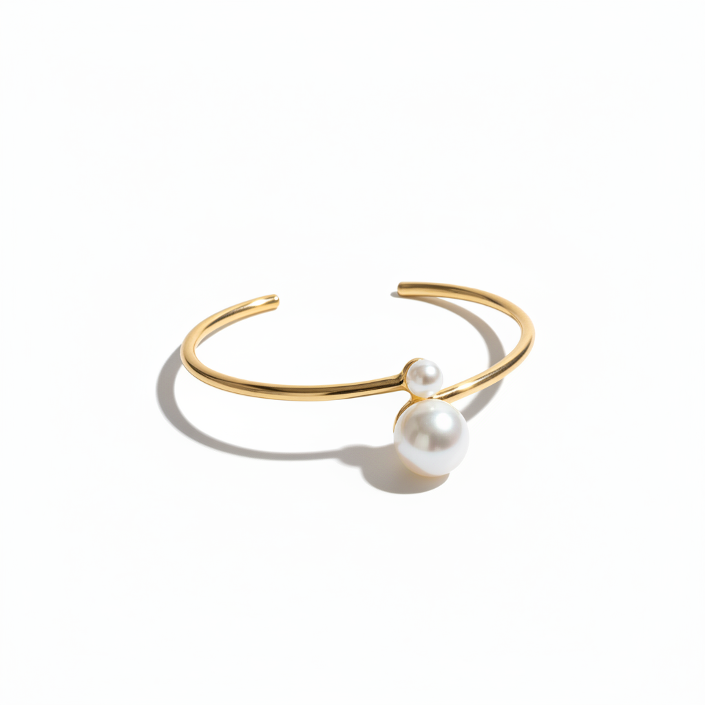 Pearl Double Bangle - Flat Lay Zoomed