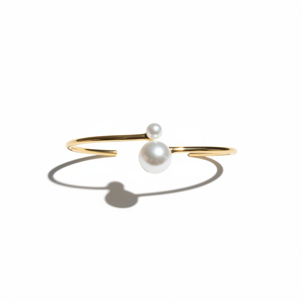 Pearl Double Bangle on White