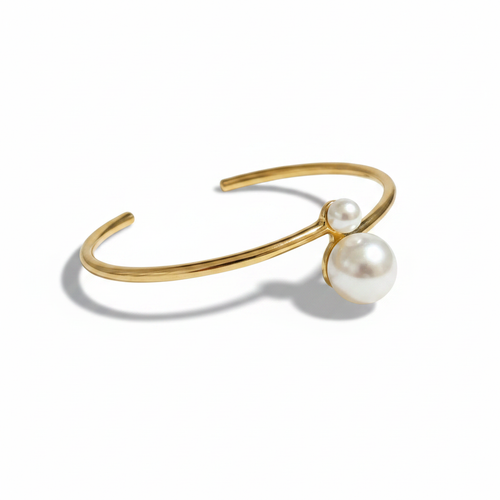 Pearl Double Bangle - Three Quarter Angle