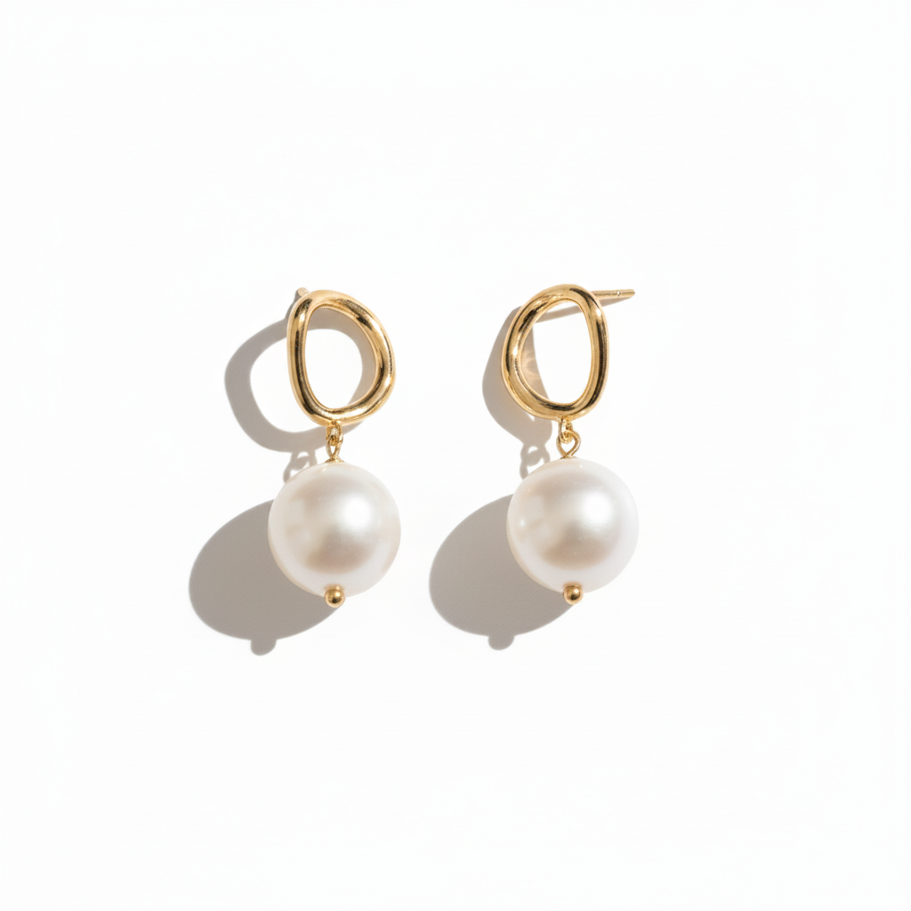 Pearl Drop Earrings Zoomed