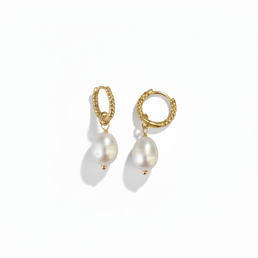 Pearl Drop Hoop Earrings – Diagonal Shadow