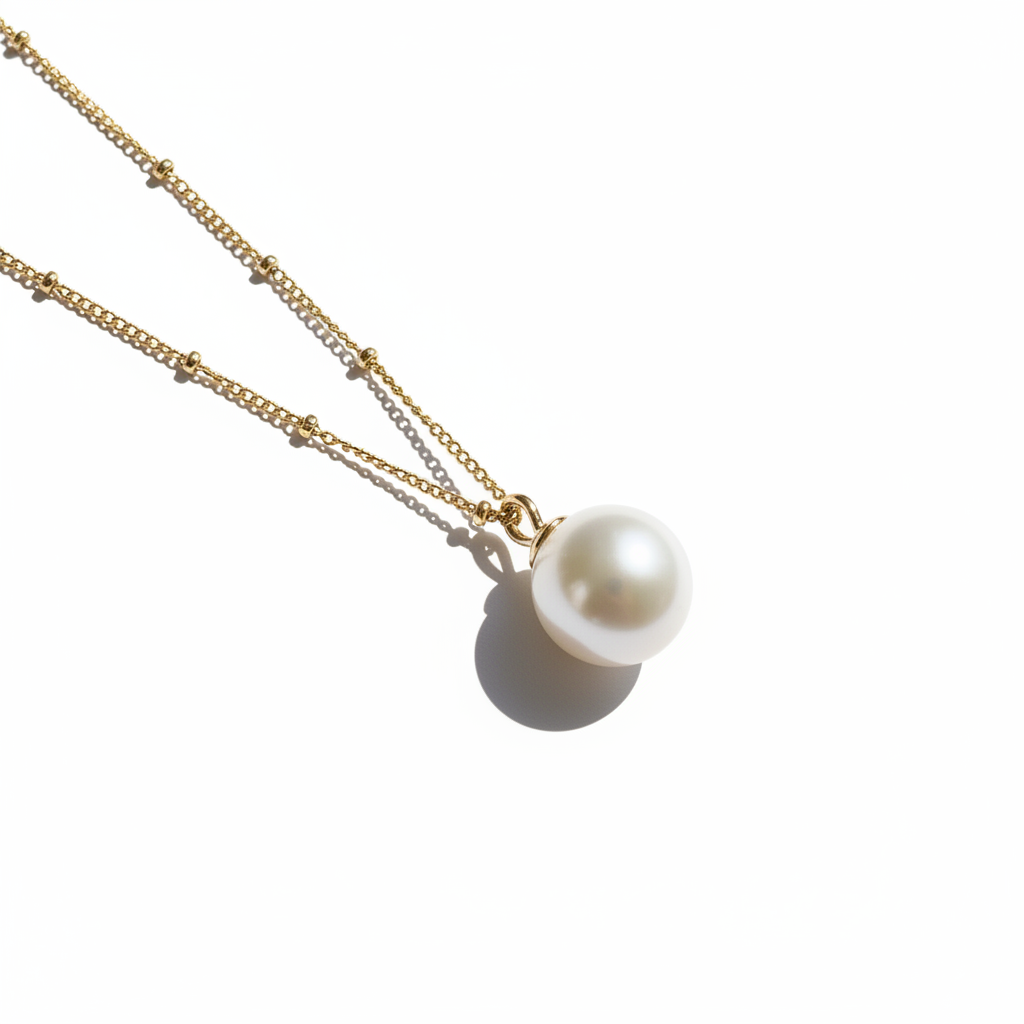 Pearl Pendant – Diagonal Flat Lay Editorial