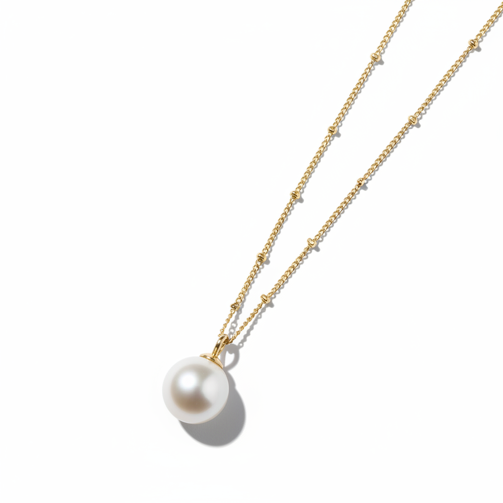 Pearl Pendant – Diagonal Flat Lay, Lower Third Crop