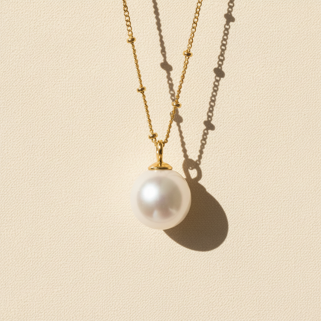 Pearl Pendant on Warm Canvas