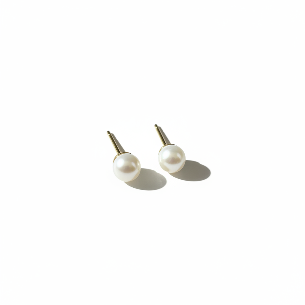 Pearl Stud Earrings — Top-Down Angle