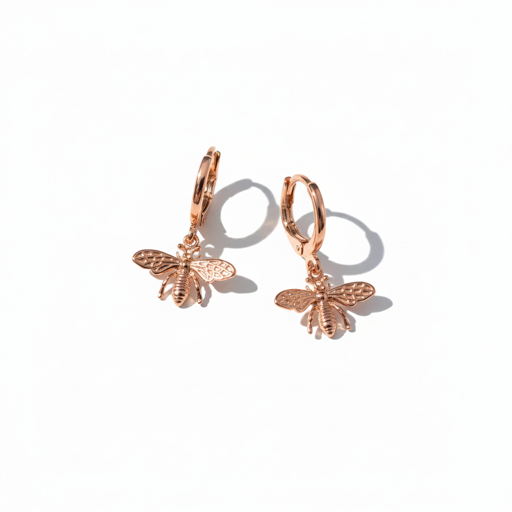 Rose Gold Bee Earrings