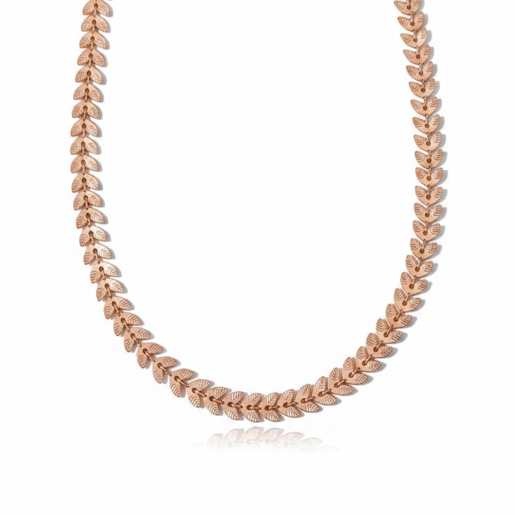 Rose Gold Leaf Chain Necklace