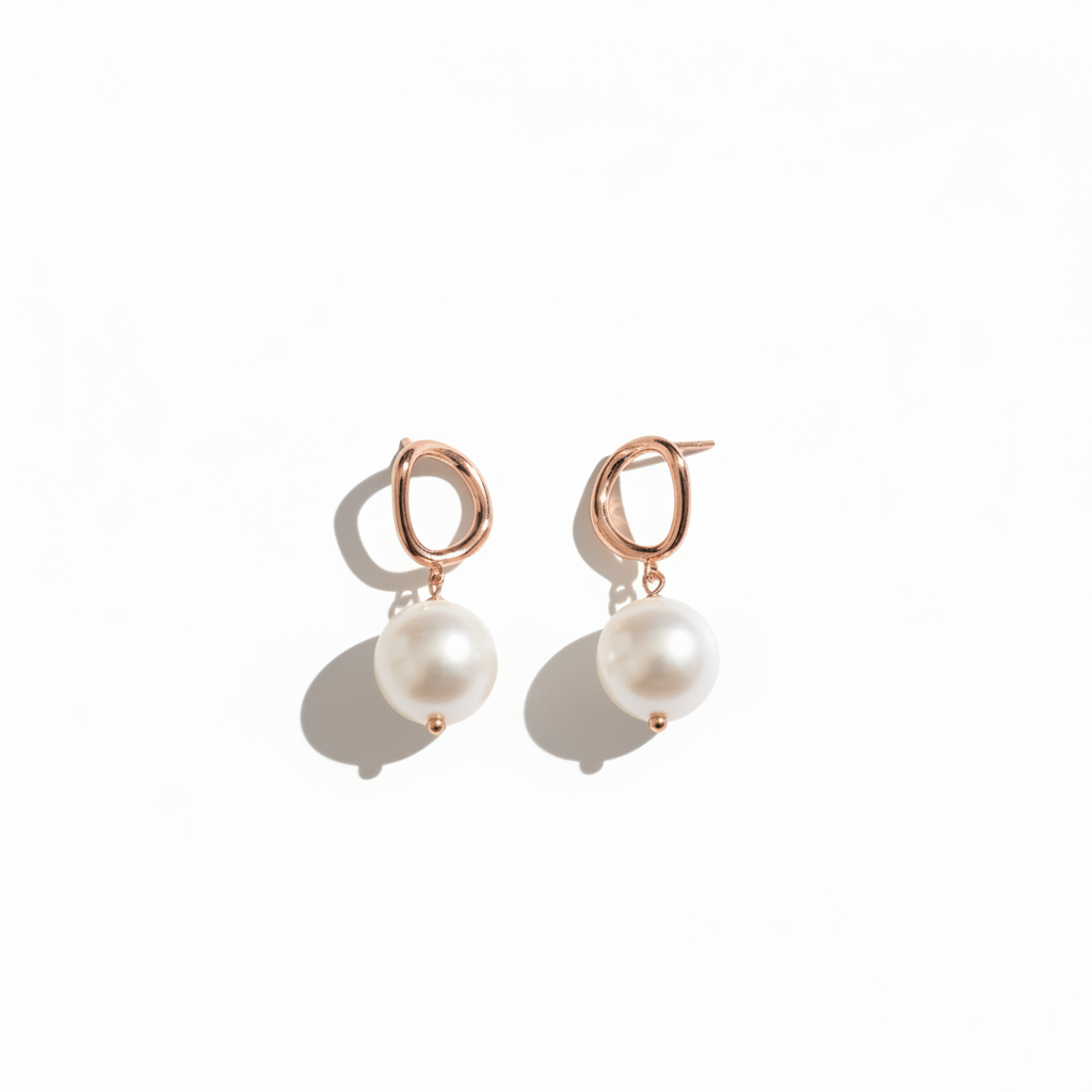 Rose Gold Pearl Drop Earrings
