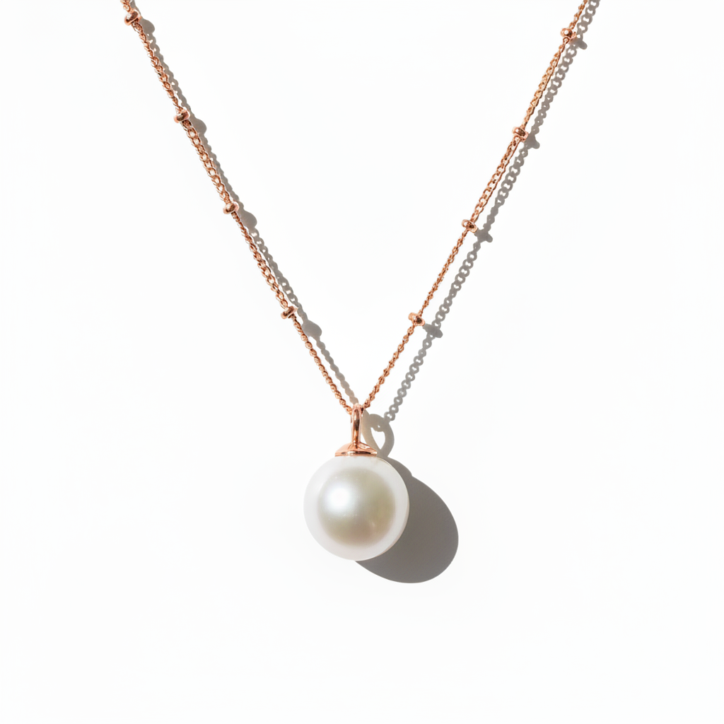 Rose Gold Pearl Pendant Necklace