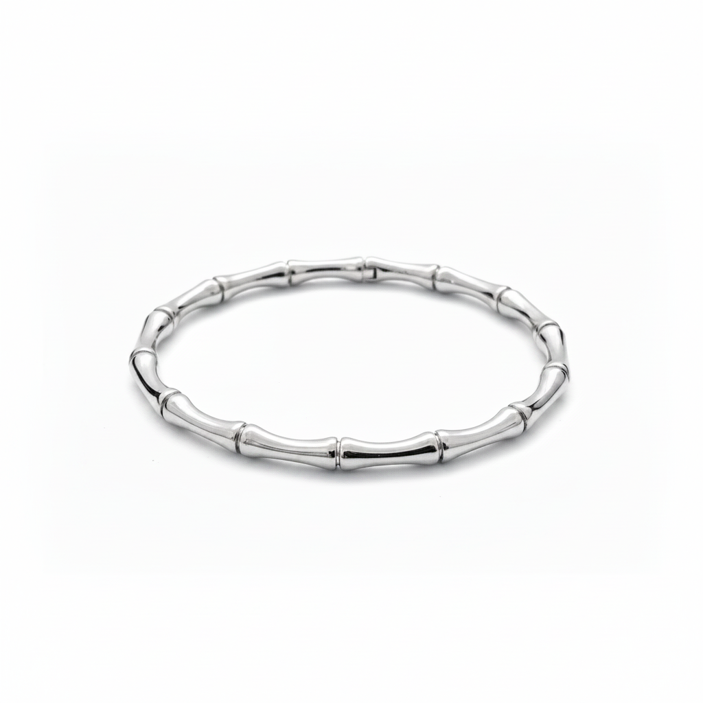 Silver Bamboo Bangle – Square