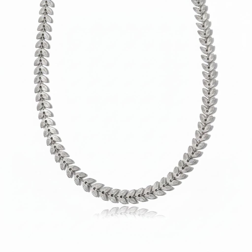 Silver Leaf Chain Necklace